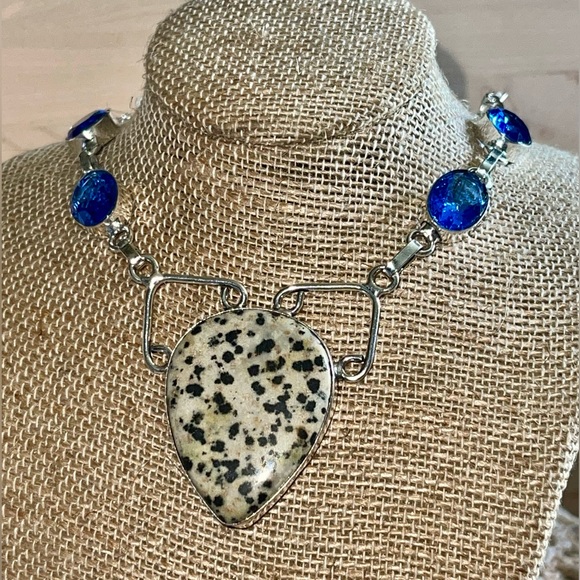 Spotty Dalmation Jasper Pendant Necklace - Picture 11 of 12